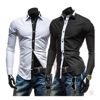 Hansel Contrast Placket Long-Sleeve Shirt