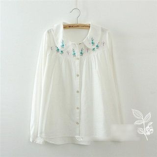 Moricode Embroidered Collared Top