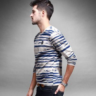 Quincy King Stripe Printed Long-Sleeve T-shirt