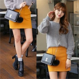 One's Ozzang Dual-Pocket Wool Blend Mini Skirt