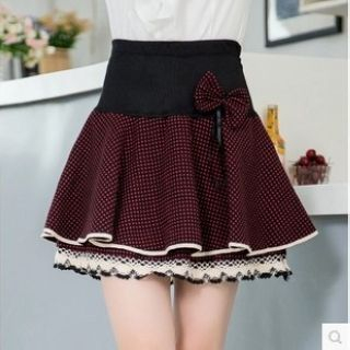 Flore Bow-Accent Dotted A-Line Skirt