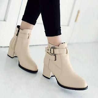 Gizmal Boots Belted Heeled Short Boots