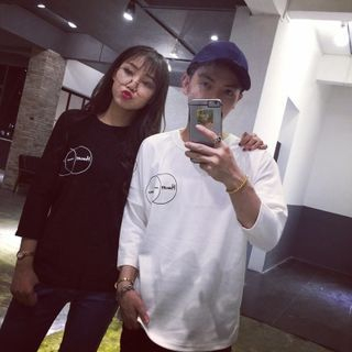Teezone Lettering Matching Couple T-Shirt