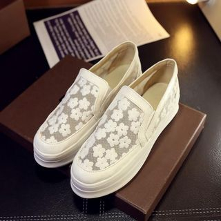 Pretty in Boots Embroidered Platform Slip-Ons