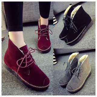 Yoflap Fleece-lined Lace Up Desert Boots