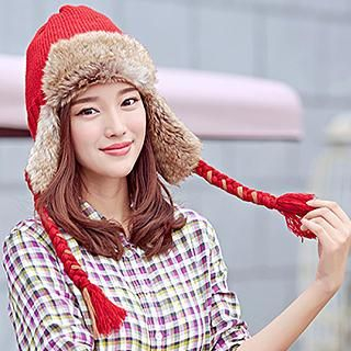 Thantrue Braided Embroidered Earflap Hat