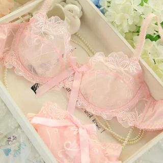 HYG Lingerie Set: Embroidered Sheer Bra + Panties