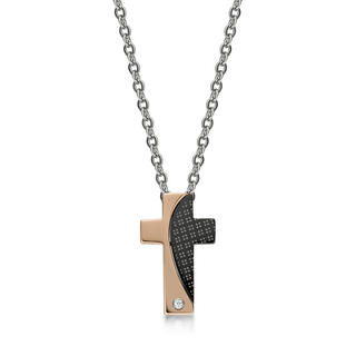 Kenny & co. Crystal Cross Checked Pendant with Necklace (Ip Rose Gold) IP Rose Gold - One Size