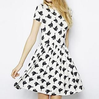 Richcoco Pigeon Print A-Line Dress