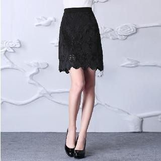 Sentubila Lace Pencil Skirt