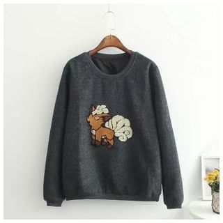 Kirito Embroidered Fox Woolen Pullover