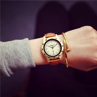 InShop Watches Faux-Leather Couple Strap Watch