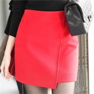 Attrangs Asymmetric-Hem Mini Skirt