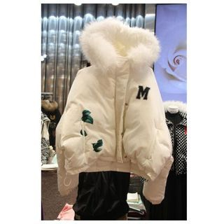 Ashlee Furry Trim Hooded Appliqu  Padded Jacket