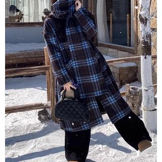 Plaid Midi Single-Breasted Coat