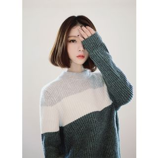 COII Color-Block Wool Blend Sweater