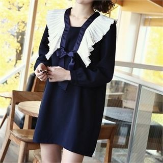 kenzi w Long-Sleeve Ruffled Mini Shift Dress