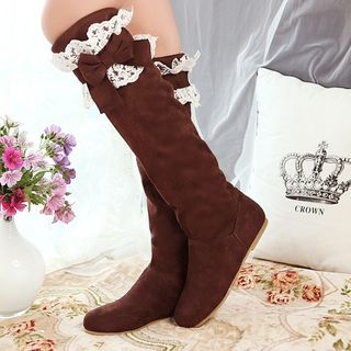 Charming Kicks Lace Trim Tall Boots