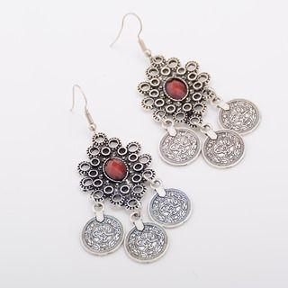 Seirios Jeweled Coin-Accent Drop Earrings