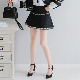 Babi n Pumkin Contrast Cable-Knit Trim A-Line Skirt