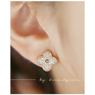 Miss21 Korea Rhinestone Flower Stud Earrings