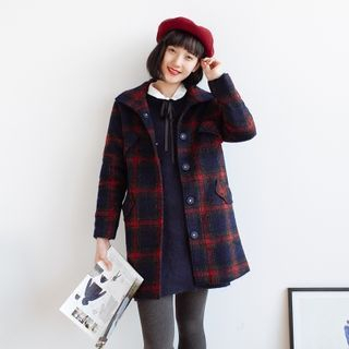 Forest Girl Plaid Snap-Button Coat
