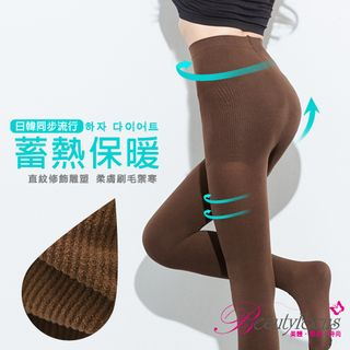 Beauty Focus Fleece-Lined Shaping Tights Coffee - One Size
