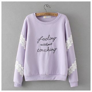TOJI Lace-Trim Embroidered Pullover