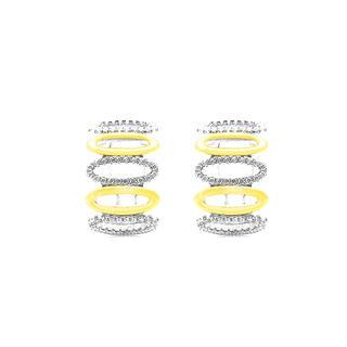 BELEC White Gold and K Gold Plated 925 Sterling Silver with White Cubic Zircon Earrings
