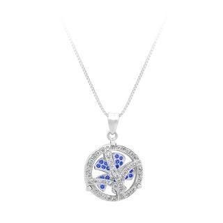 BELEC 925 Sterling Silver Windmill Pendant with Blue Cubic Zircon and Necklace