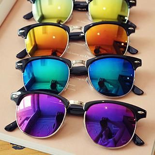 Biu Style Half Frame Round Sunglasses