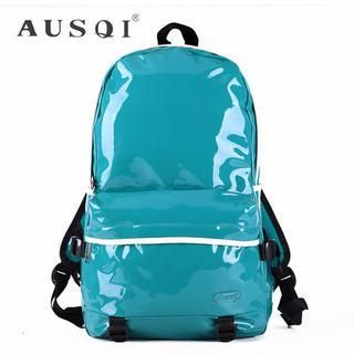 Ausqi Faux-Leather Waterproof Backpack
