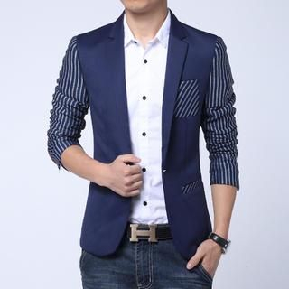 Bay Go Mall Striped Panel Blazer