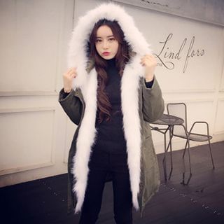 Miss Fan Furry Trim Hooded Parka