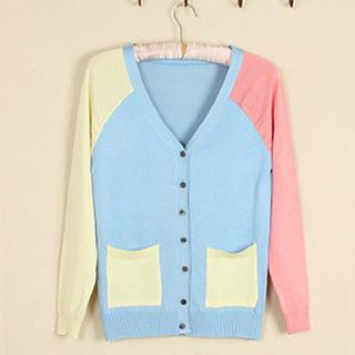 Coralie Long Sleeved Colour Block Knit Cardigan