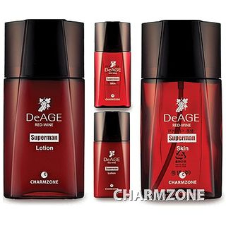 Charm Zone DeAGE RED-WINE Superman Set: Skin 130ml + Lotion 130ml + Skin 25ml + Lotion 25ml 4pcs