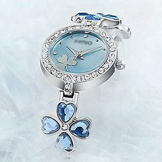 Nanazi Jewelry Rhinestone Four-Leaf Clover Bracelet Watch