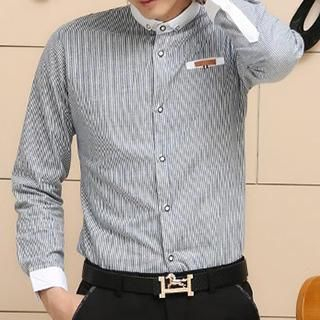 Besto Striped Mandarin Collar Shirt