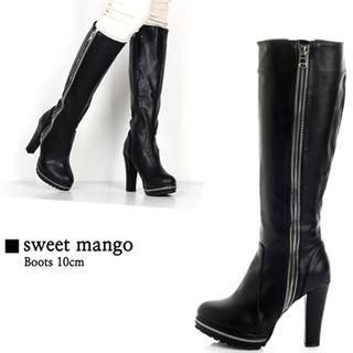 SWEET MANGO Zip-Detail Faux-Leather Knee Boots