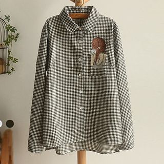 Angel Love Embroidered Check Shirt