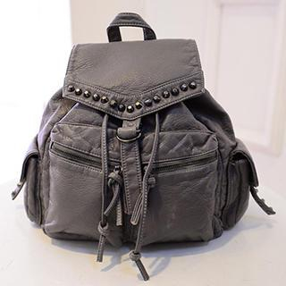 Youme Faux-Leather Studded Flap Backpack