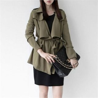 YOOM Wide-Lapel Trench Coat with Sash