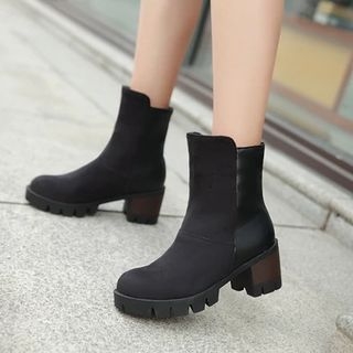 Pastel Pairs Platform Block Heel Short Boots