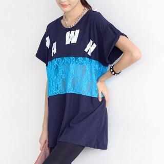 SO Central Lace Panel Print T-Shirt