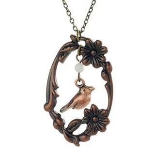 Copper Forest Bird Necklace