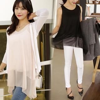 HOTPING Chiffon-Hem Sleeveless Top