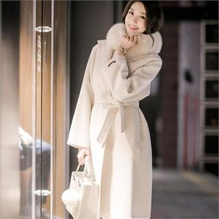 Attrangs Wool Blend Coat with Sash