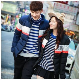 Simpair Couple Matching Colour Block Padded Jacket