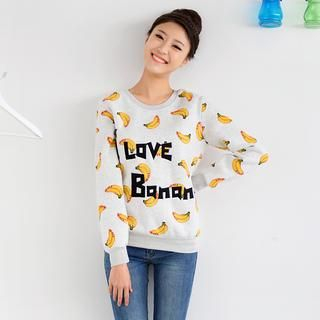 59 Seconds Banana Pattern Lettering Pullover