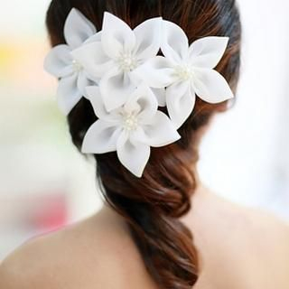 Bridal Flower Barrette(1pc) White - One Size